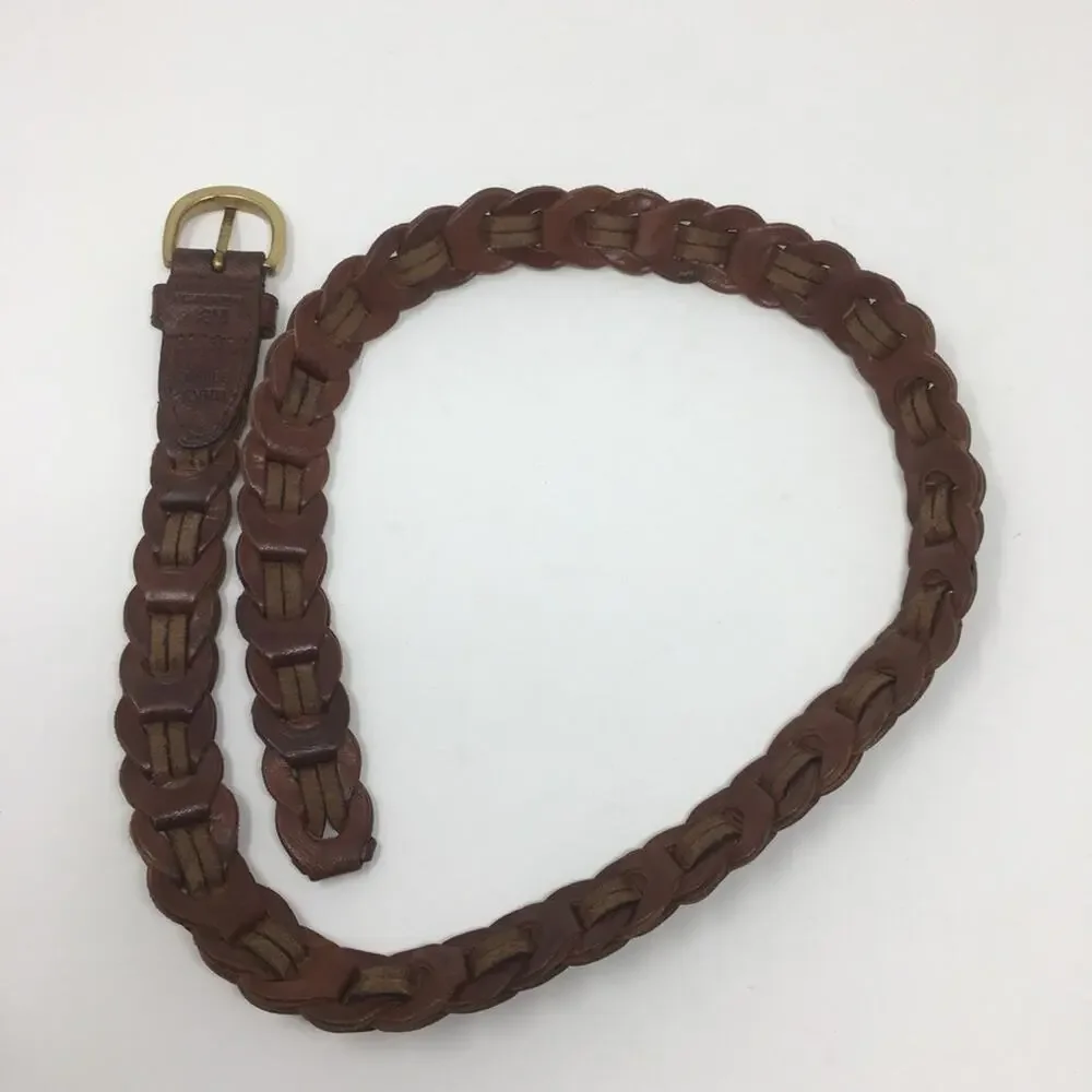 Aimee Lynn Brown Braided Leather Belt Small